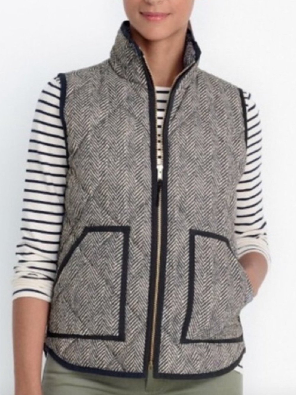 J. Crew Herringbone Quilted Excursion Vest Size Small